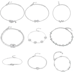 RENSINO stock of new 925 silver bracelets and anklets for women featuring custom made moissanite or cubic zirconia